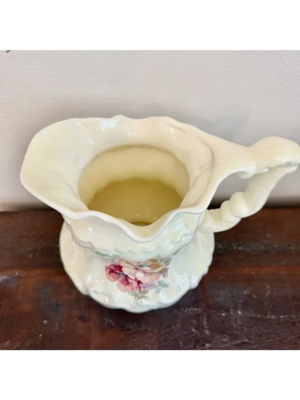 Vintage Athena California Floral Ceramic Pitcher Vase Cottagecore French Country